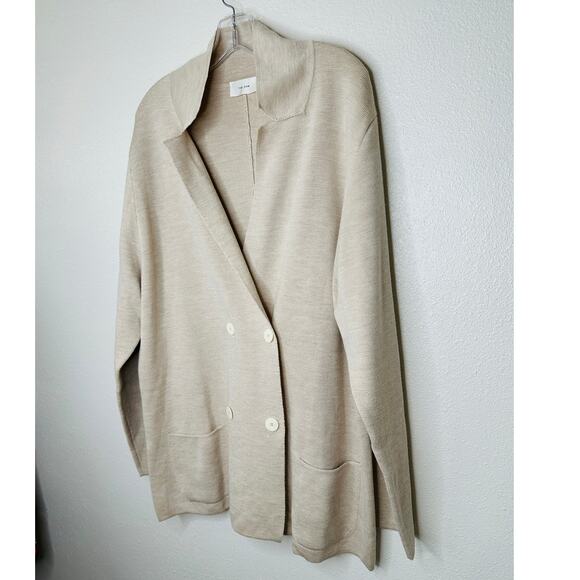 The Row Chopok Cream Double Breasted Wool & Silk Cardigan Sweater Jacket L - Picture 3 of 13